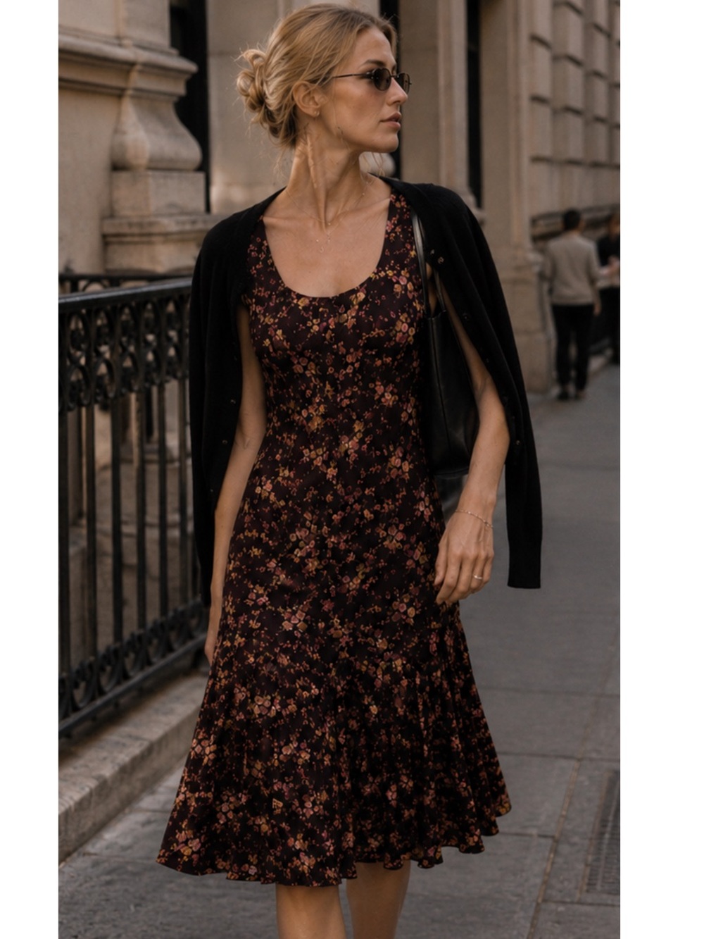 Henri Bendel Parallel 90s Floral Drop Waist Midi Dress 12